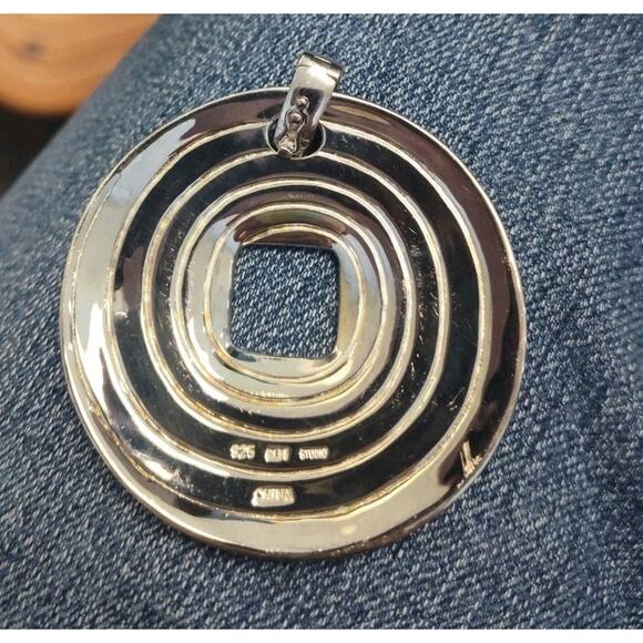 Robert Lee Morris COIN DISC Sterling Silver Enhancer PENDANT Round 30.8 Gr RLM - Picture 3 of 4